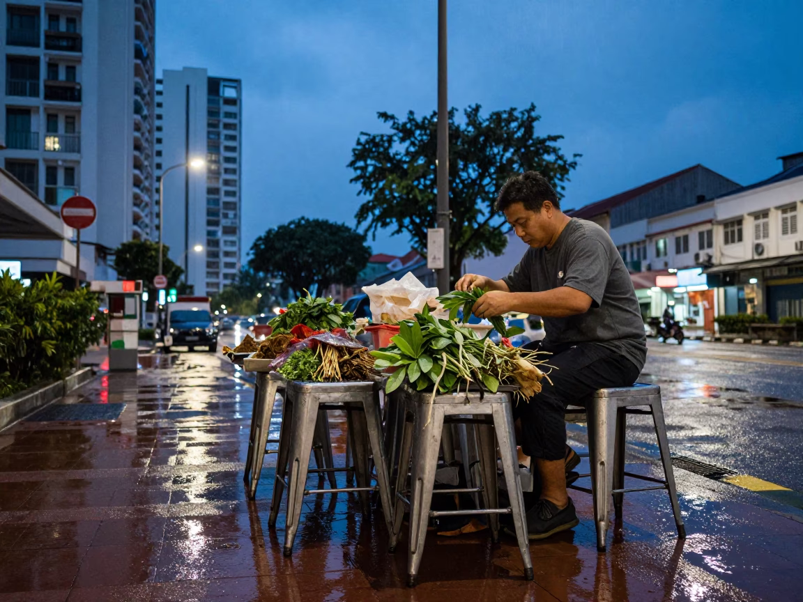 Preparing Herbs in Singapore in in Singapore, Singapore