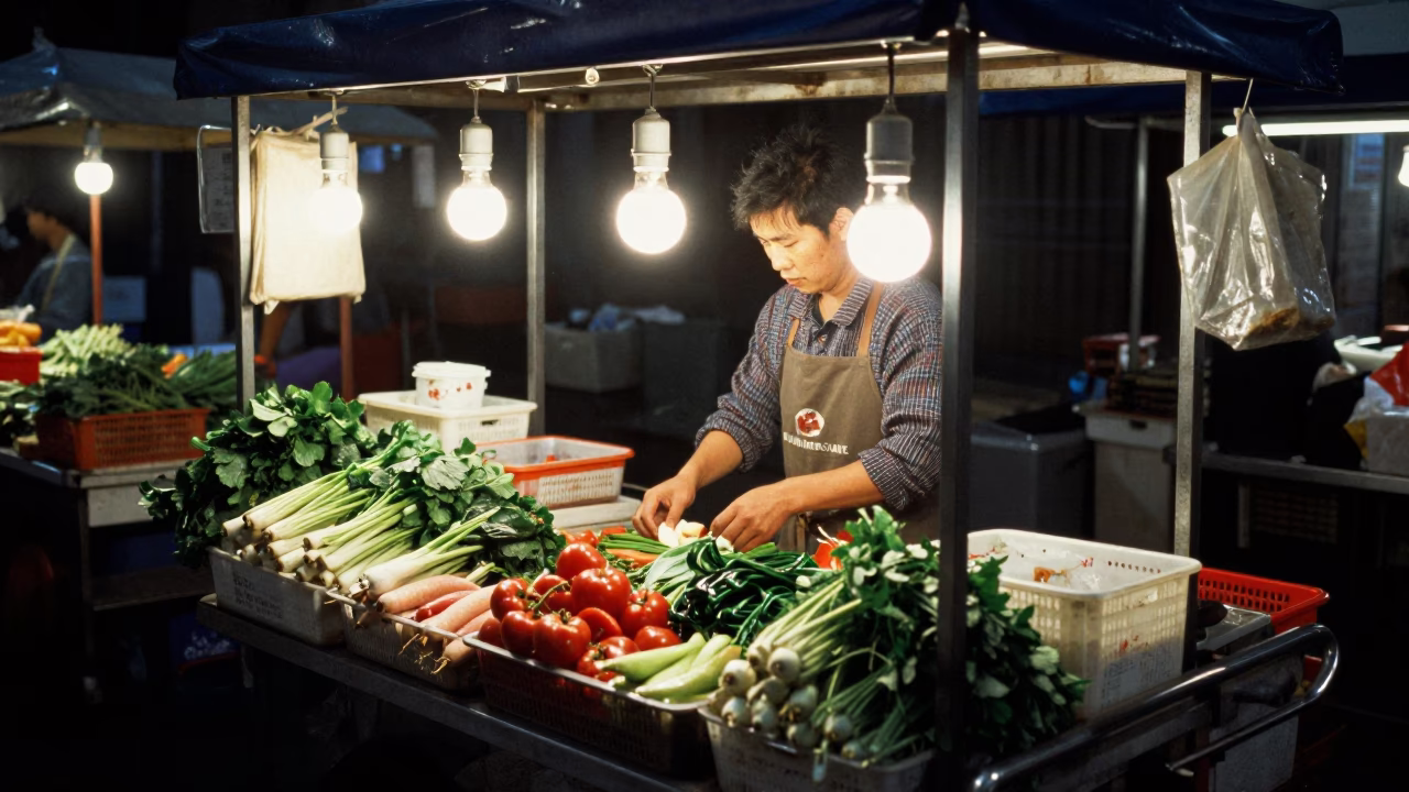 Preparing Ingredients at The Predawn Darkness Light in Taipei in in Taipei, Taiwan