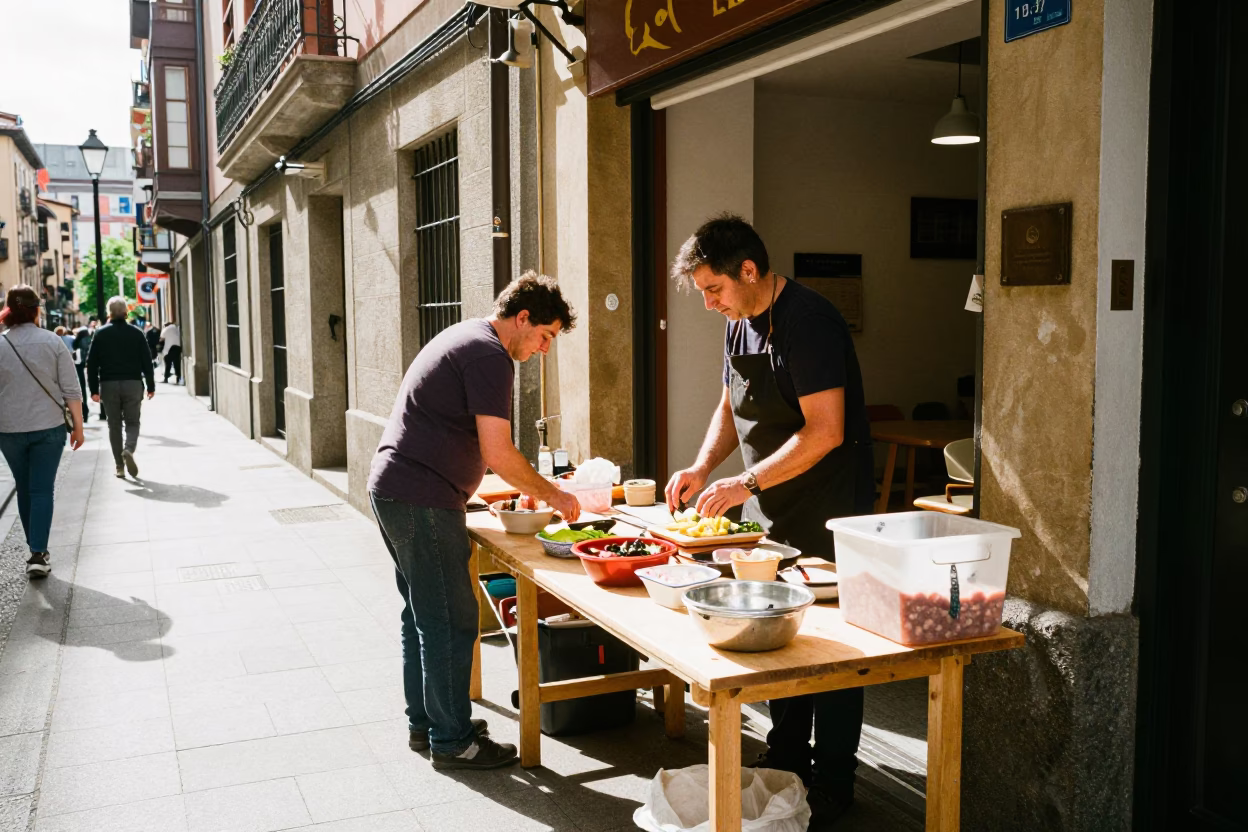 Preparing Ingredients in Bilbao in in Bilbao, Spain