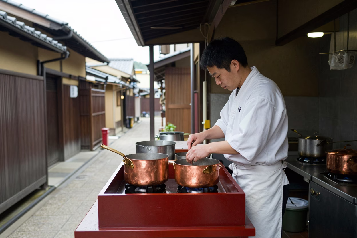Preparing Ingredients in Kyoto in in Kyoto, Japan