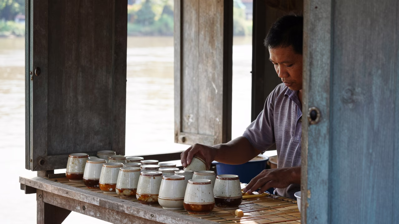 Preparing Ingredients in Luang Prabang in in Luang Prabang, Laos