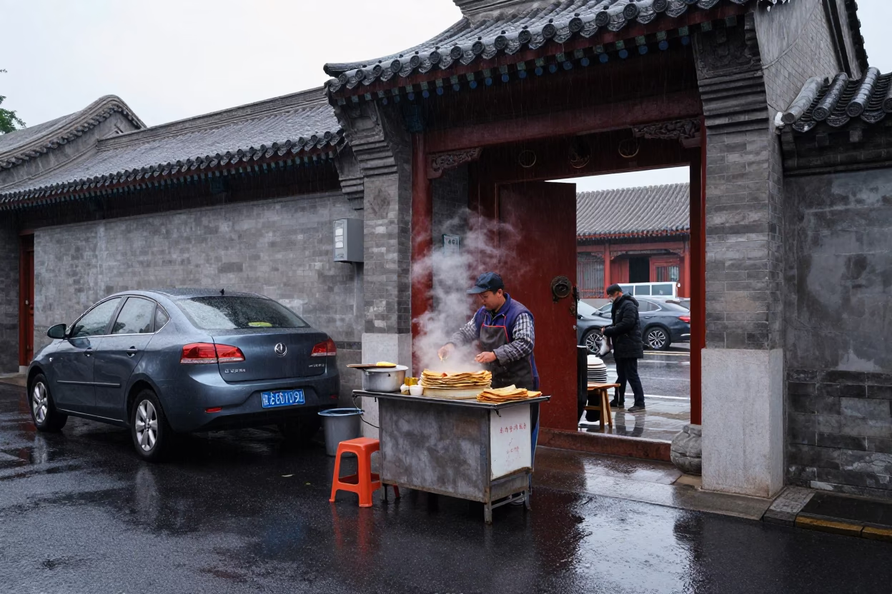 Preparing Jianbing in Beijing in in Beijing, China
