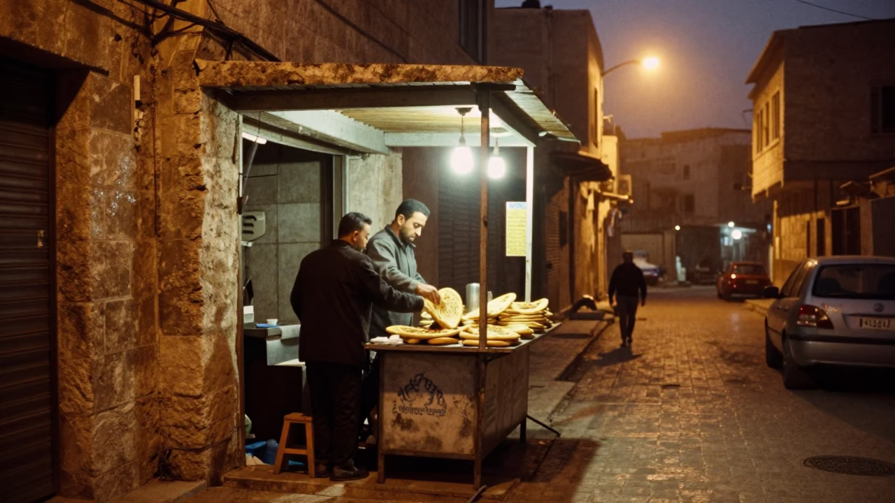 Preparing Manakish in Amman in in Amman, Jordan