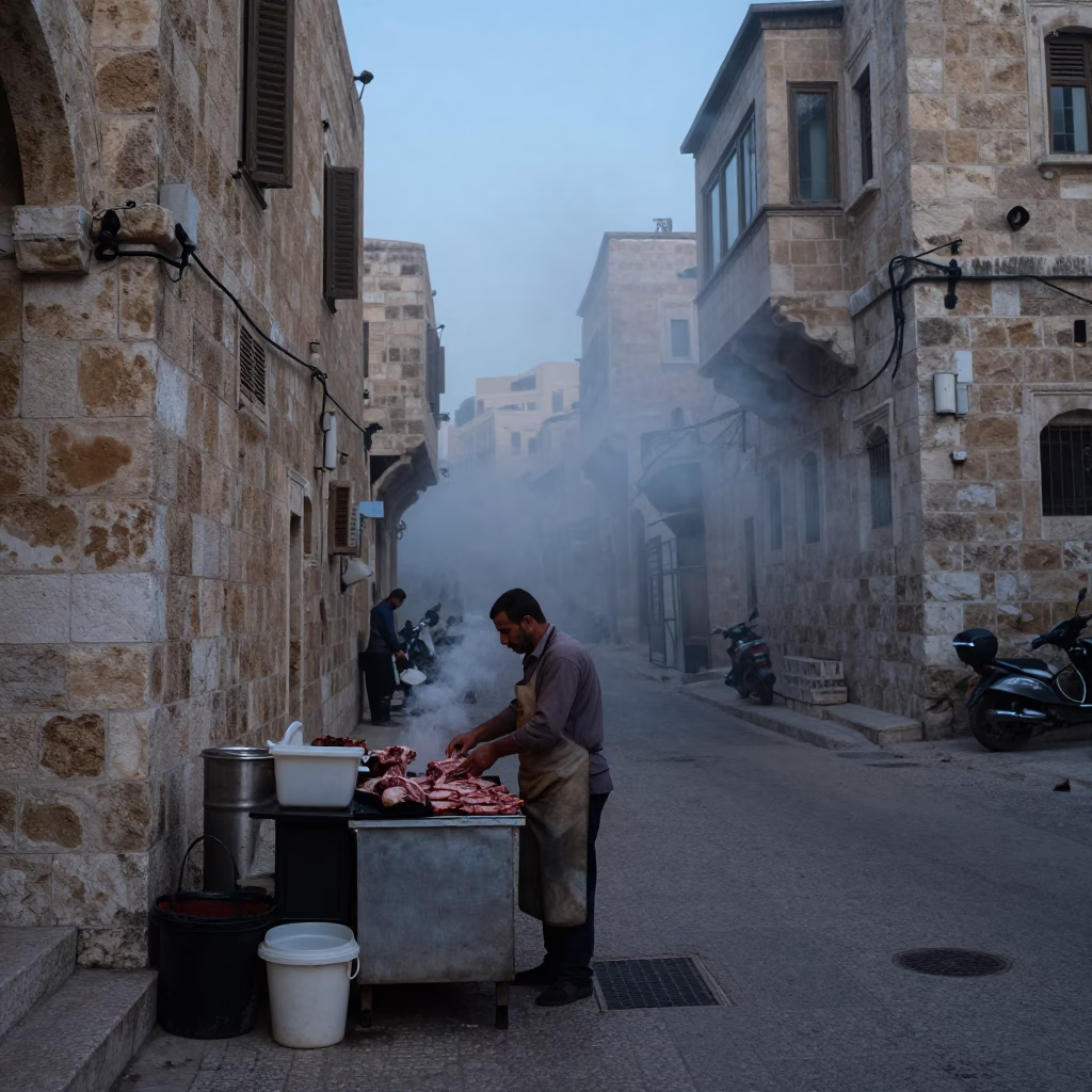 Preparing Meat in Amman in in Amman, Jordan