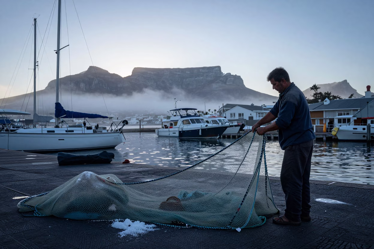 Preparing Nets in Cape Town in in Cape Town, South Africa