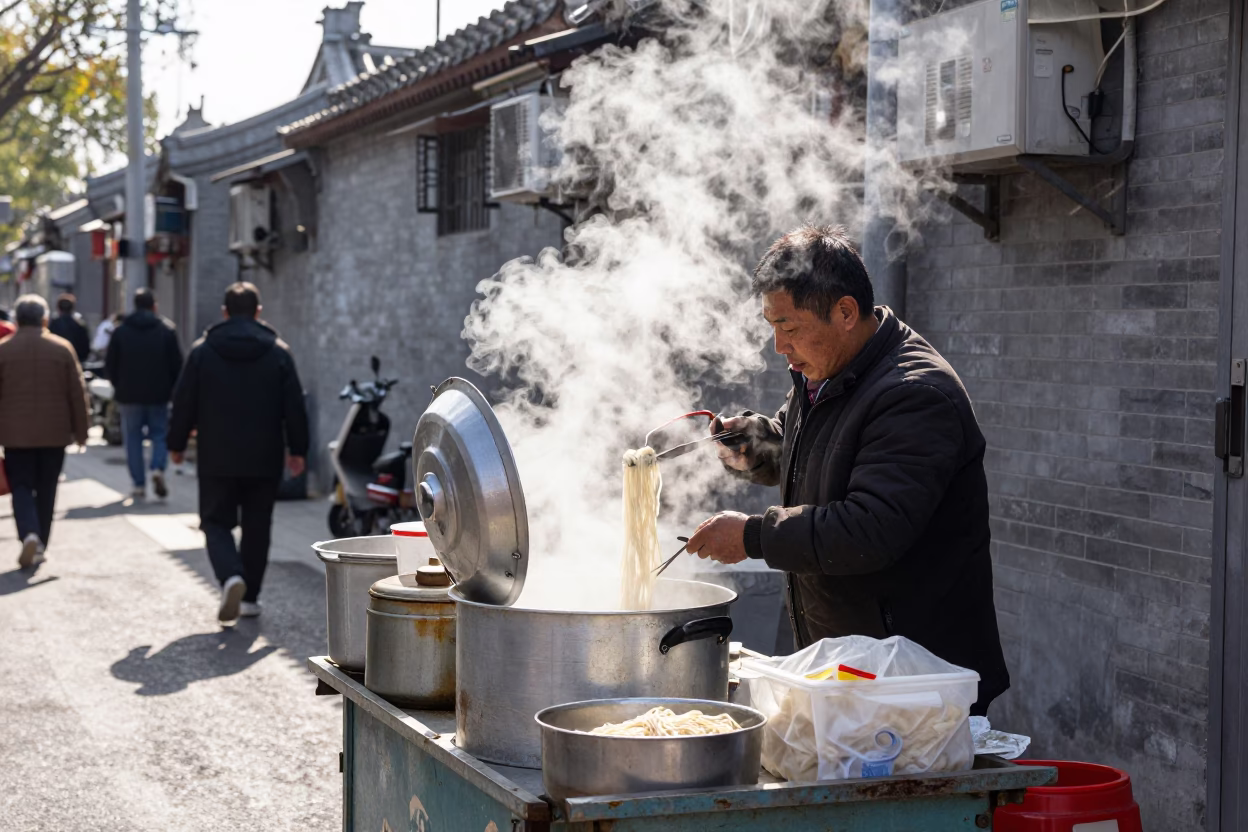Preparing Noodles in Beijing in in Beijing, China