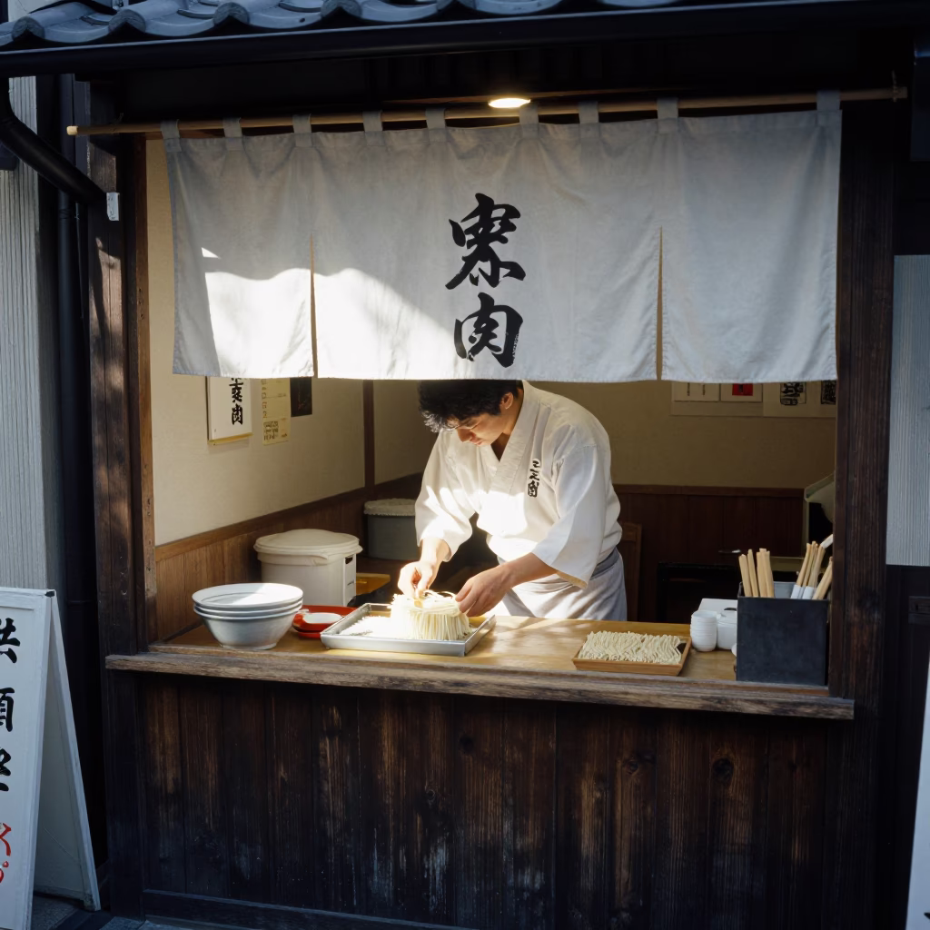 Preparing Noodles in Osaka in in Osaka, Japan