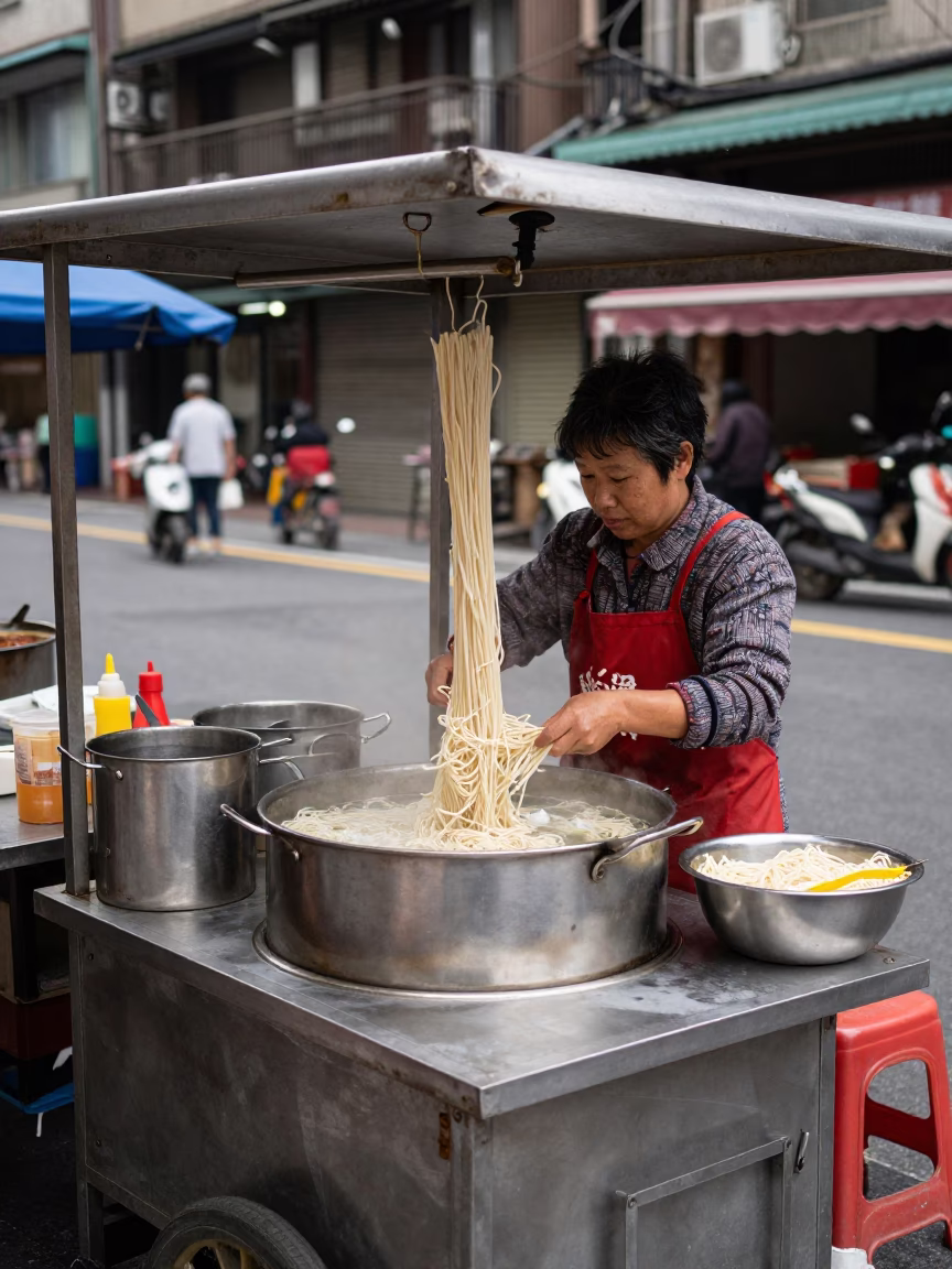 Preparing Noodles in Taipei in in Taipei, Taiwan