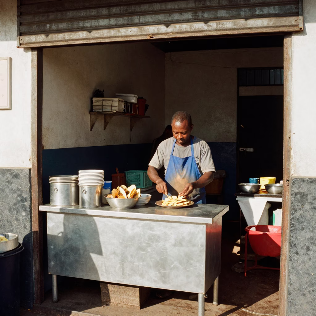 Preparing Pap in Durban in in Durban, South Africa