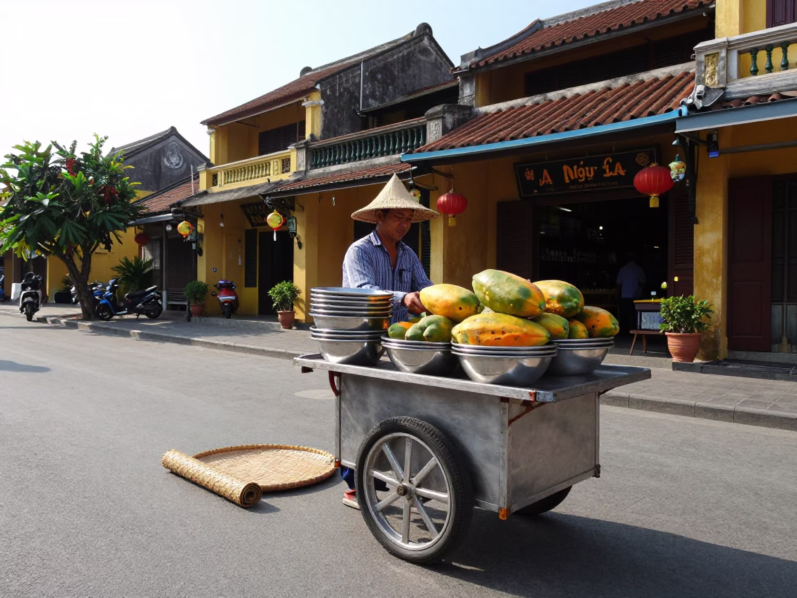 Preparing Papayas in Hoi An in in Hoi An, Vietnam
