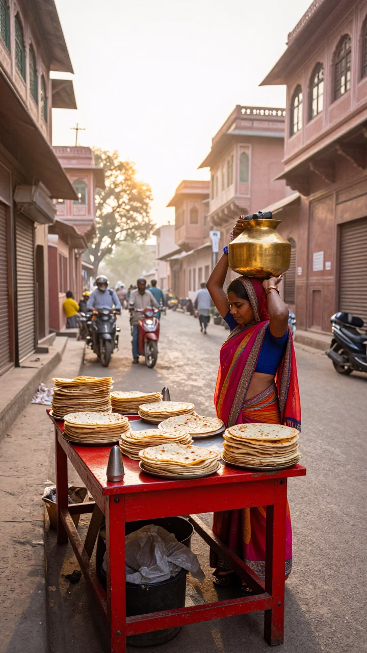 Preparing Paratha in Jaipur in in Jaipur, India