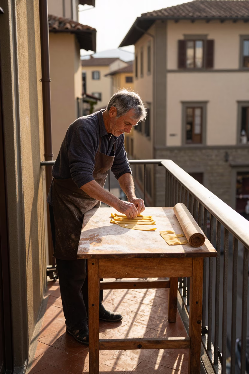 Preparing Pasta in Florence in in Florence, Italy