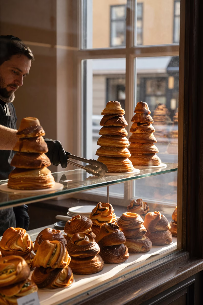 Preparing Pastries in Copenhagen in in Copenhagen, Denmark