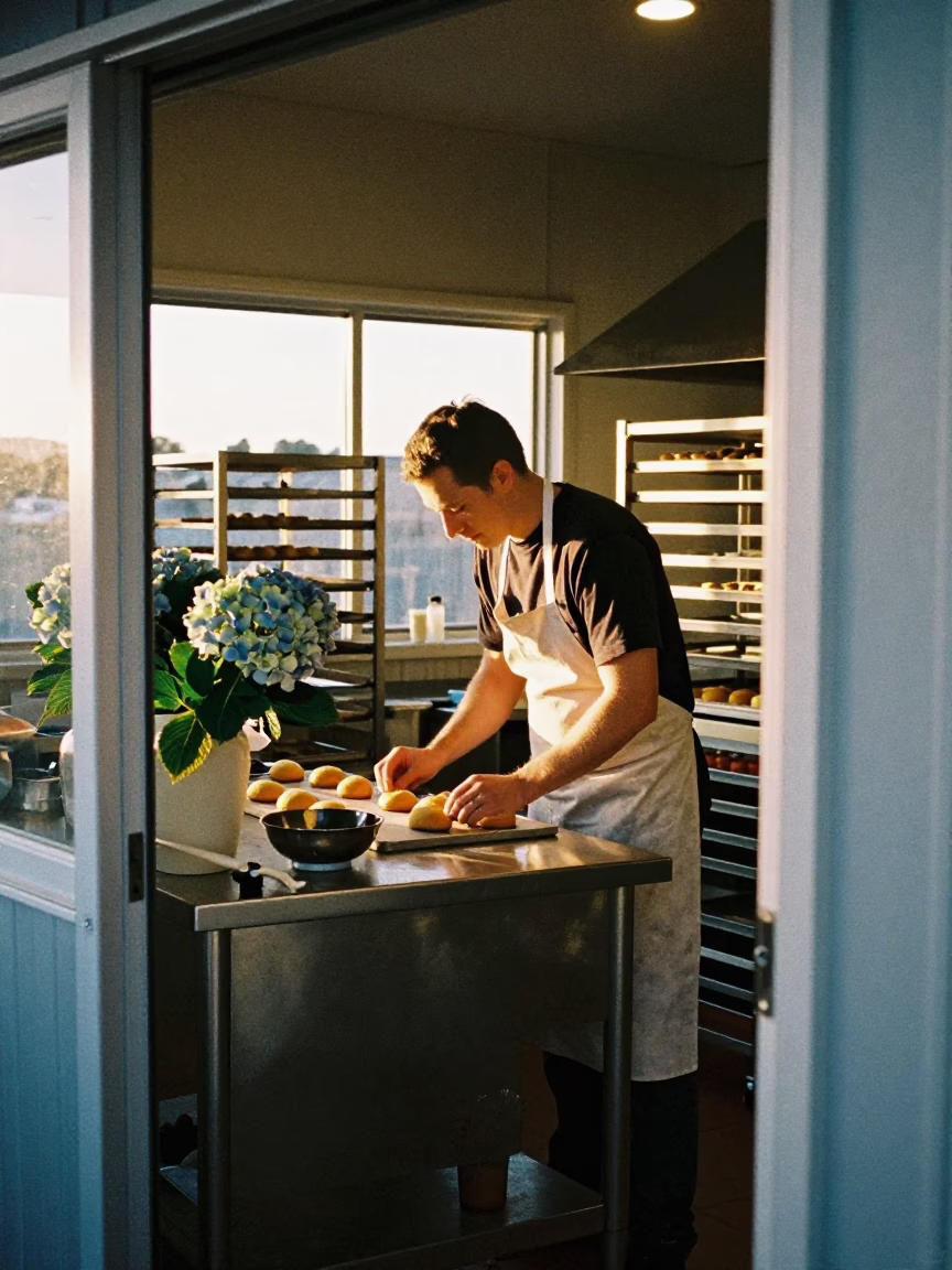 Preparing Pastries in Hobart in in Hobart, Tasmania, Australia