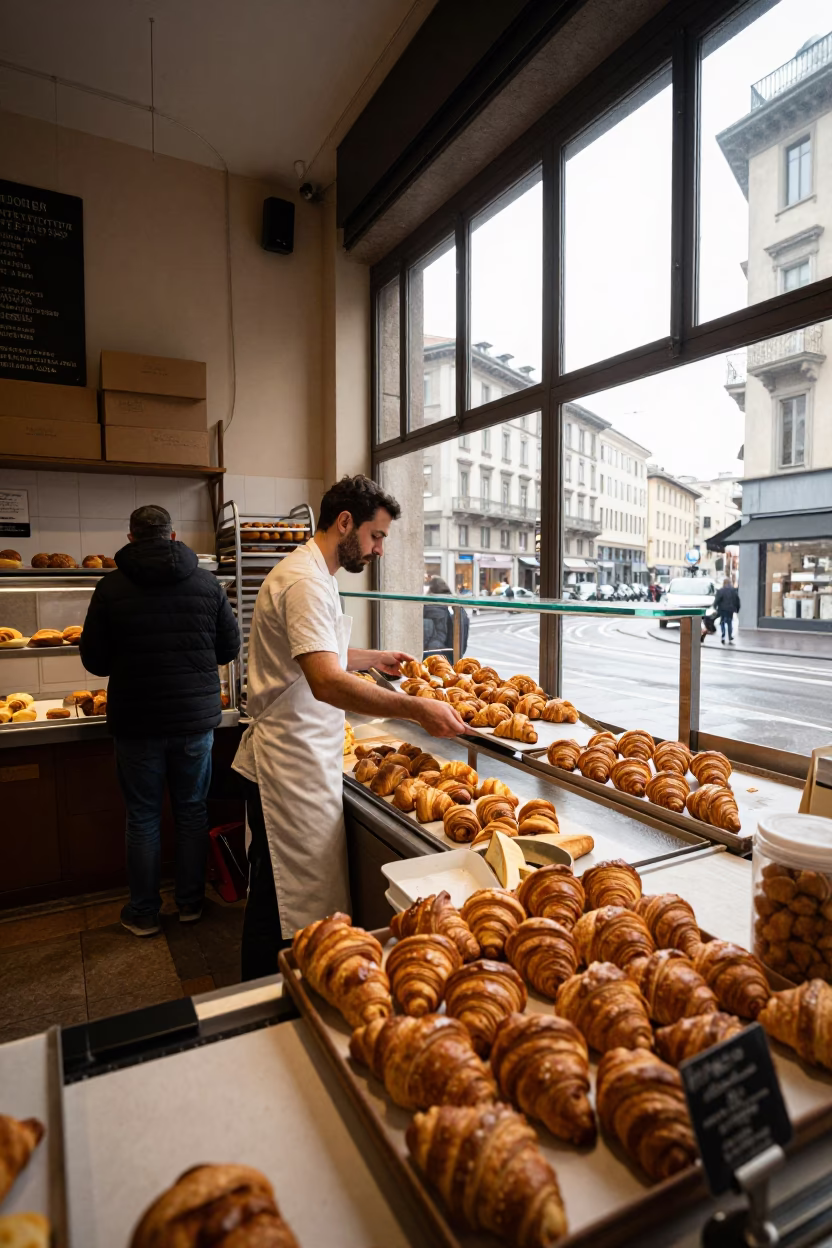 Preparing Pastries in Milan in in Milan, Italy
