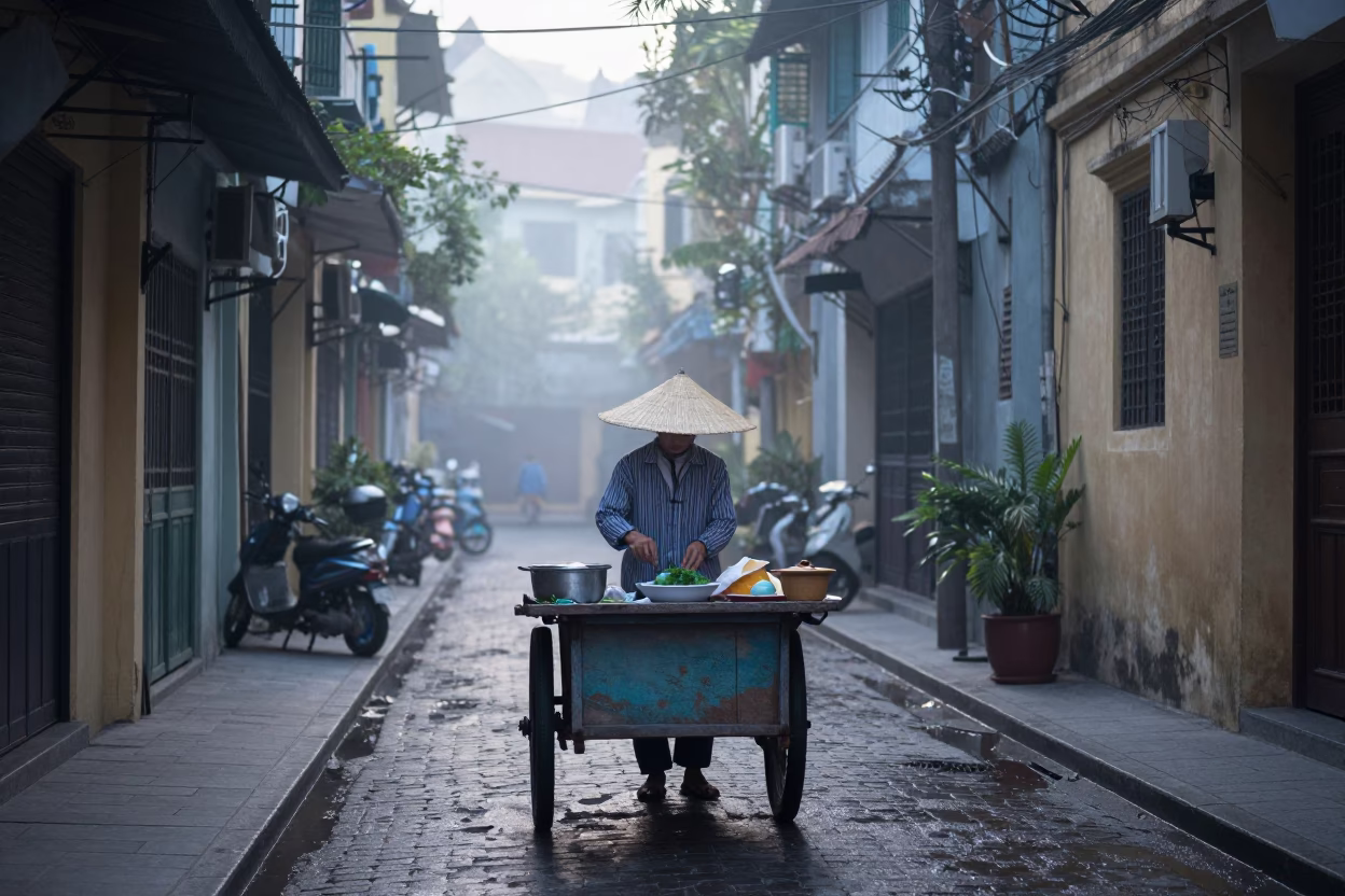 Preparing Pho in Hanoi in in Hanoi, Vietnam