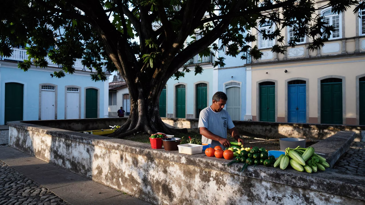Preparing Produce in Salvador in in Salvador, Brazil