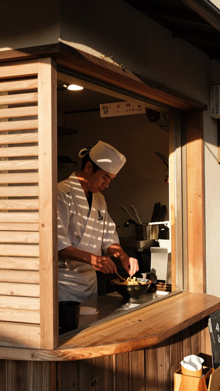 Preparing Ramen in Fukuoka in in Fukuoka, Japan