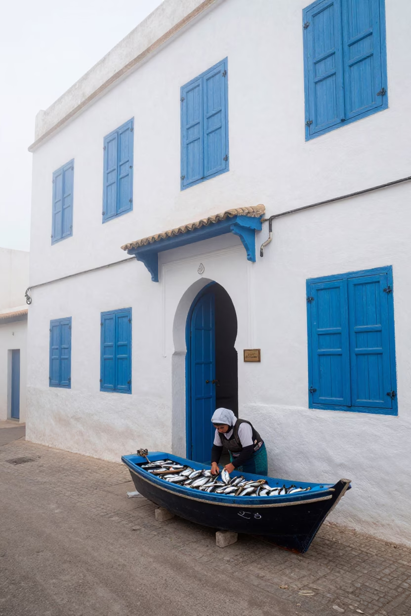 Preparing Sardines in Essaouira in in Essaouira, Morocco