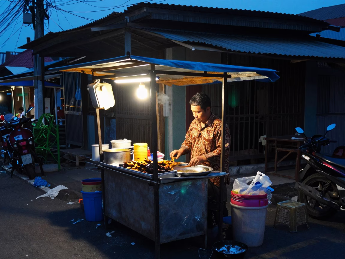 Preparing Satay in Surabaya in in Surabaya, Indonesia