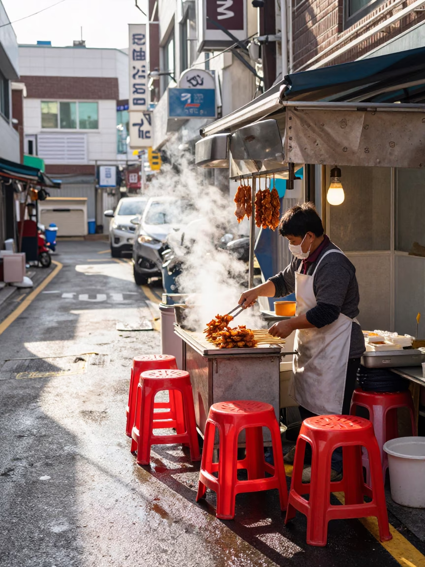 Preparing Snacks in Busan in in Busan, South Korea