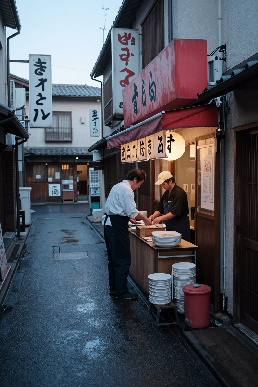 Preparing Soba in Osaka in in Osaka, Japan