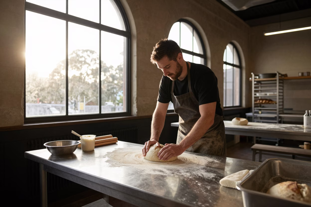 Preparing Sourdough in Melbourne in in Melbourne, Victoria, Australia