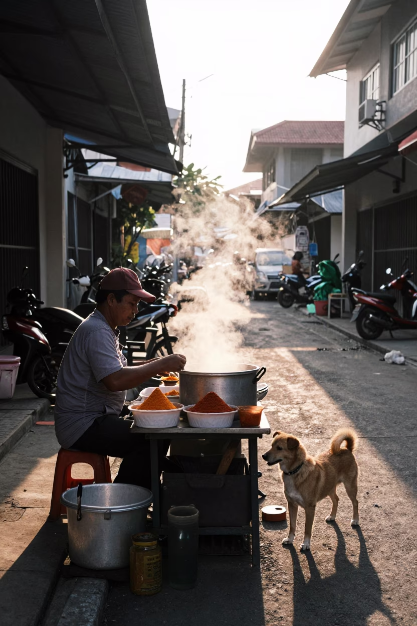 Preparing Spices in Denpasar in in Denpasar, Indonesia