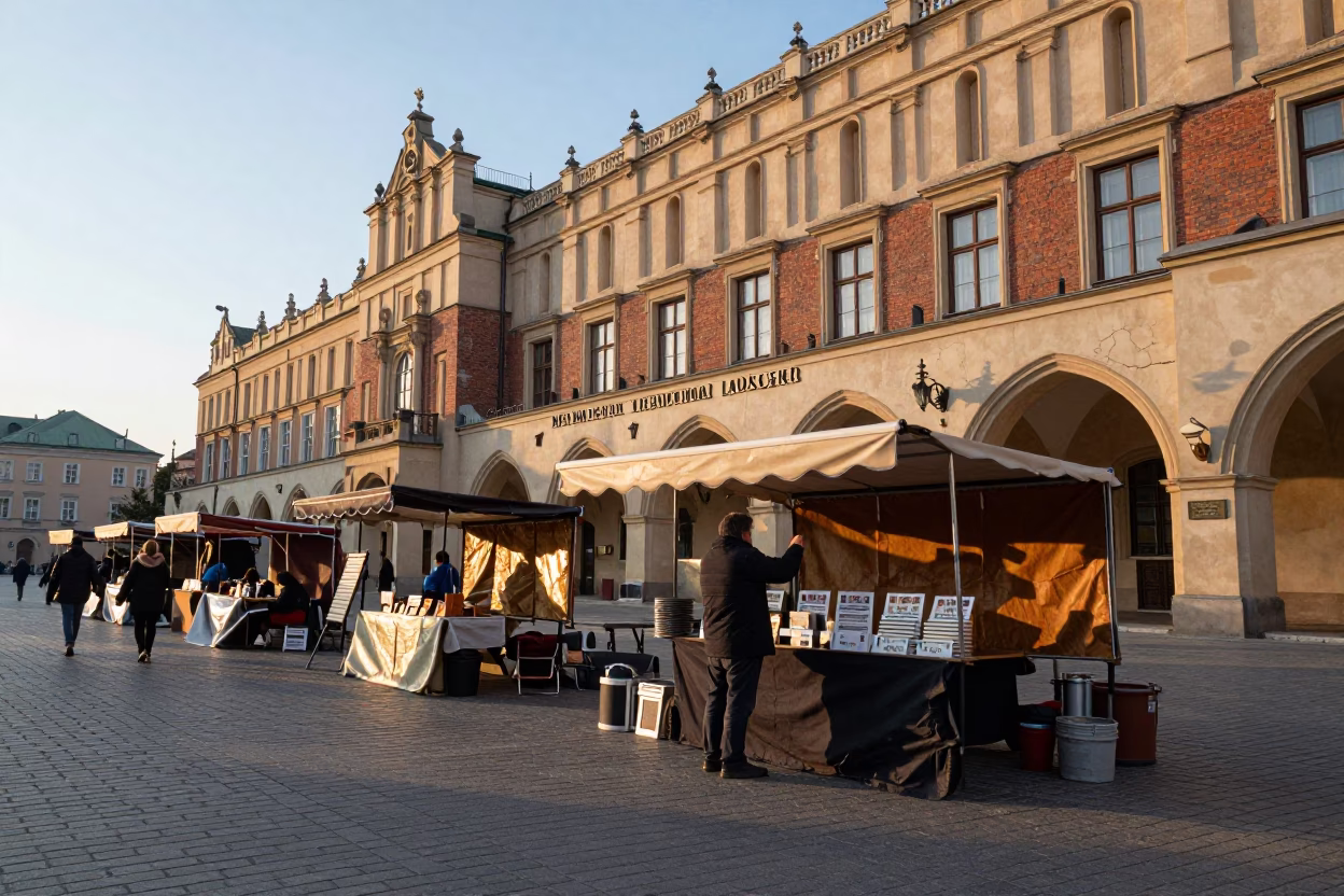 Preparing Stall in Krakow in in Krakow, Poland