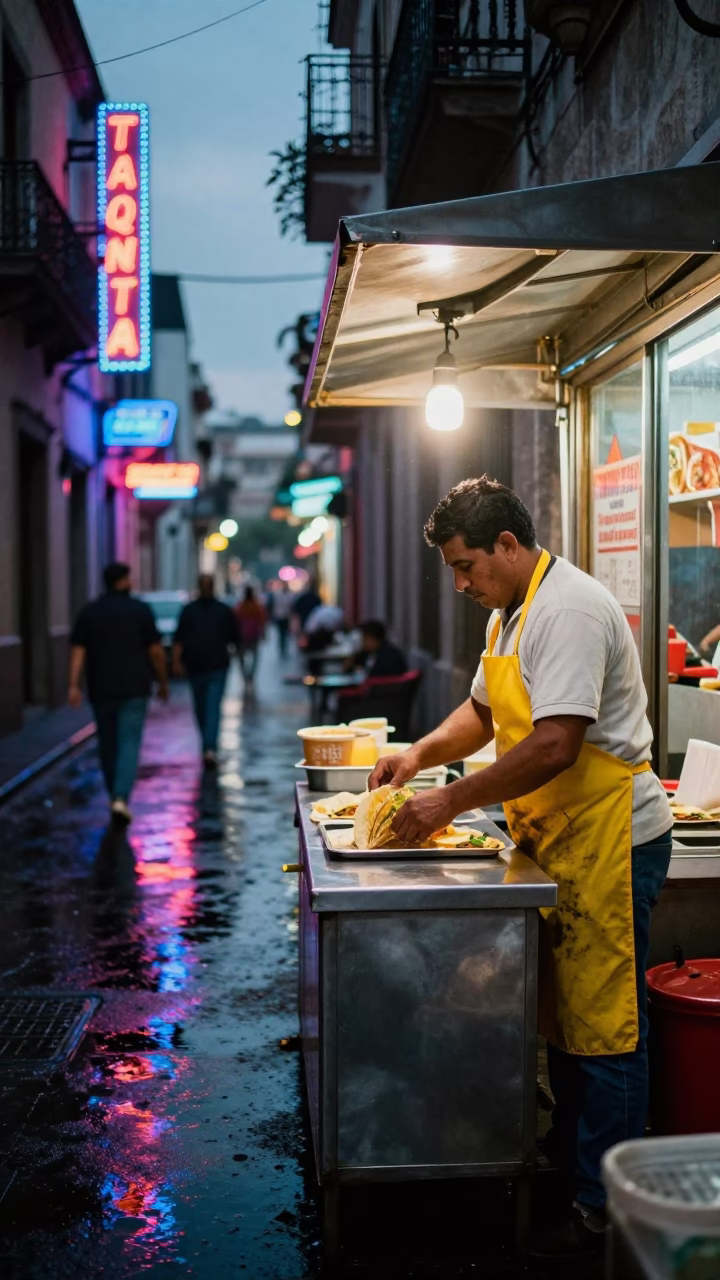 Preparing Tacos in Mexico City in in Mexico City, Mexico