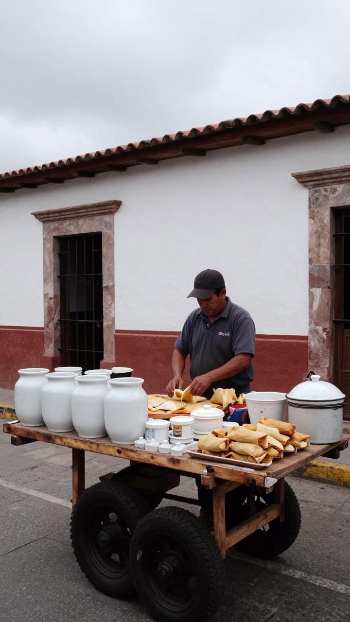 Preparing Tamales at Midday Light in Guadalajara in in Guadalajara, Mexico