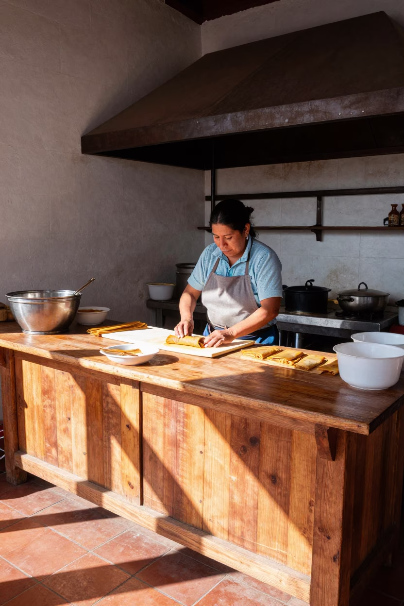 Preparing Tamales in Oaxaca in in Oaxaca, Mexico