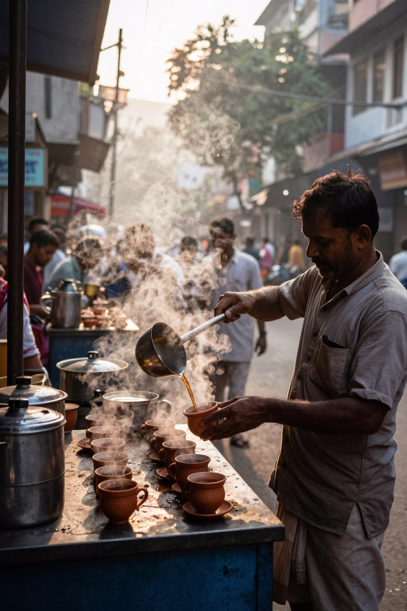 Preparing Tea at First Light Of Dawn in Kolkata in in Kolkata, India