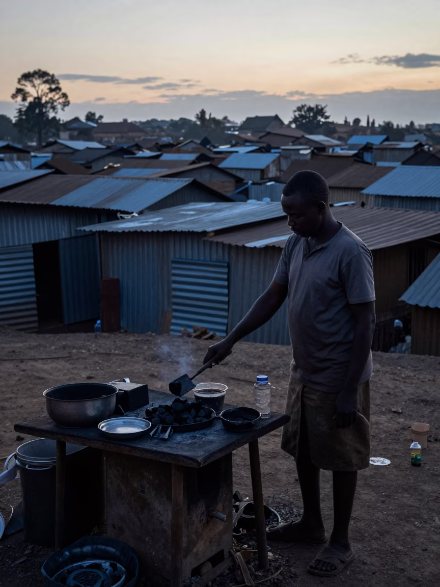 Preparing Tea at Sunrise Light in Nairobi in in Nairobi, Kenya