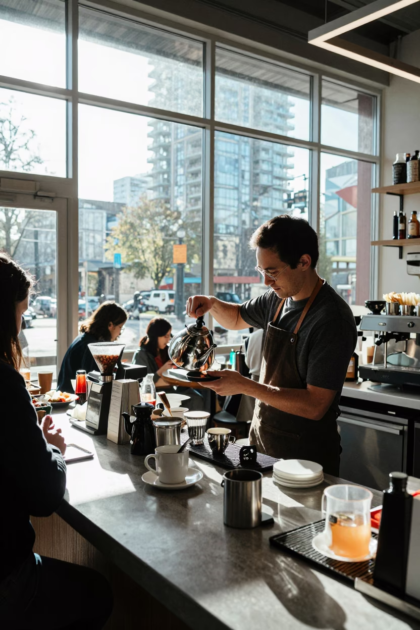 Preparing Tea in Vancouver in in Vancouver, British Columbia, Canada