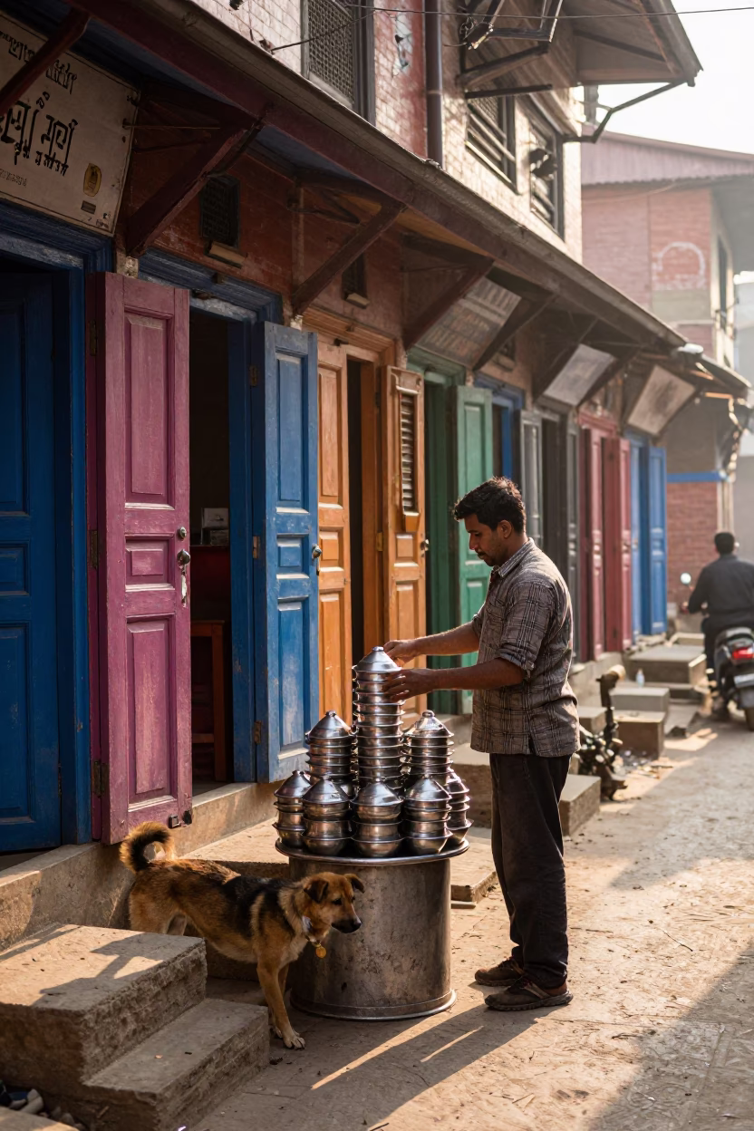 Preparing Tiffins in Kathmandu in in Kathmandu, Nepal