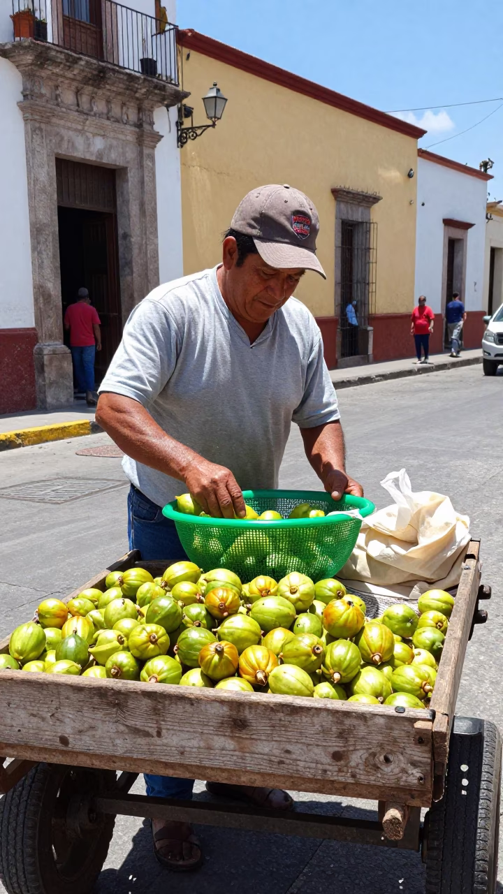 Preparing Tomatillos in Oaxaca in in Oaxaca, Mexico
