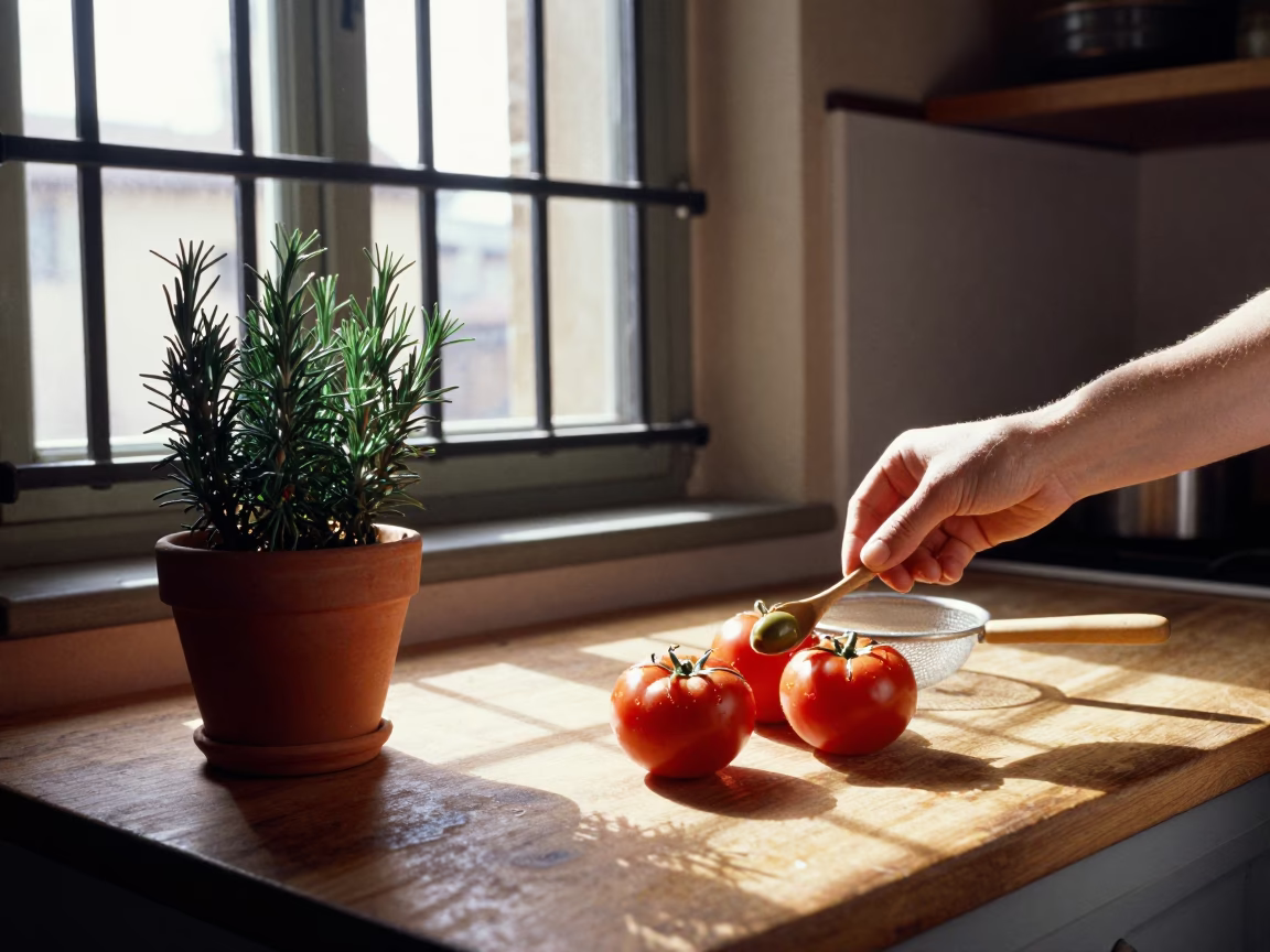 Preparing Tomatoes in Florence in in Florence, Italy