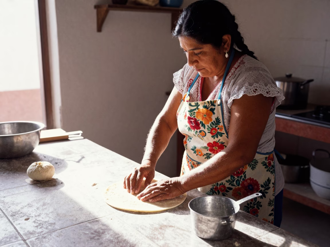 Preparing Tortillas in Merida in in Merida, Mexico