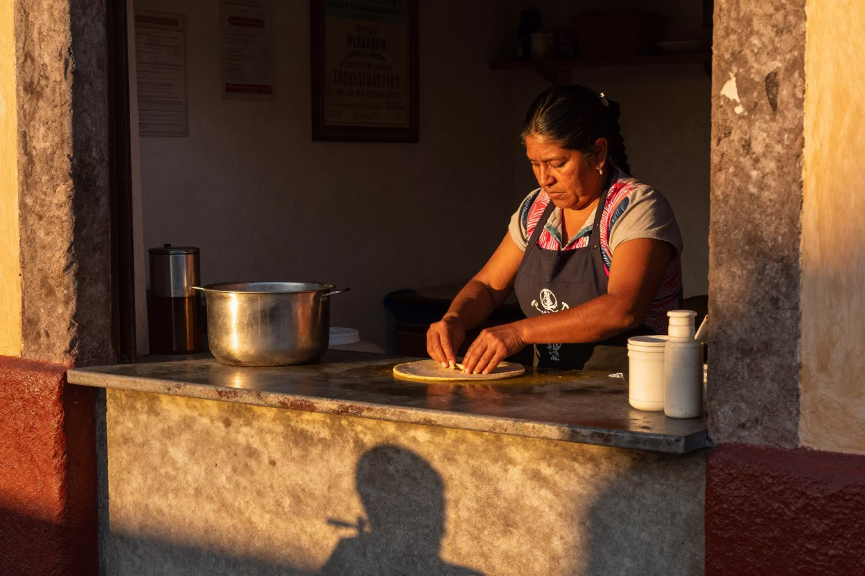 Preparing Tortillas in Mexico City in in Mexico City, Mexico