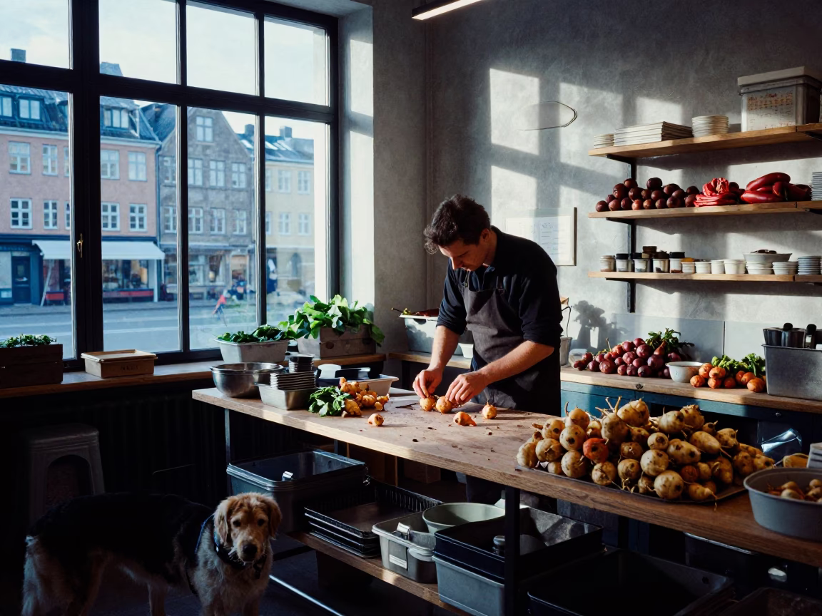 Preparing Turnips in Copenhagen in in Copenhagen, Denmark