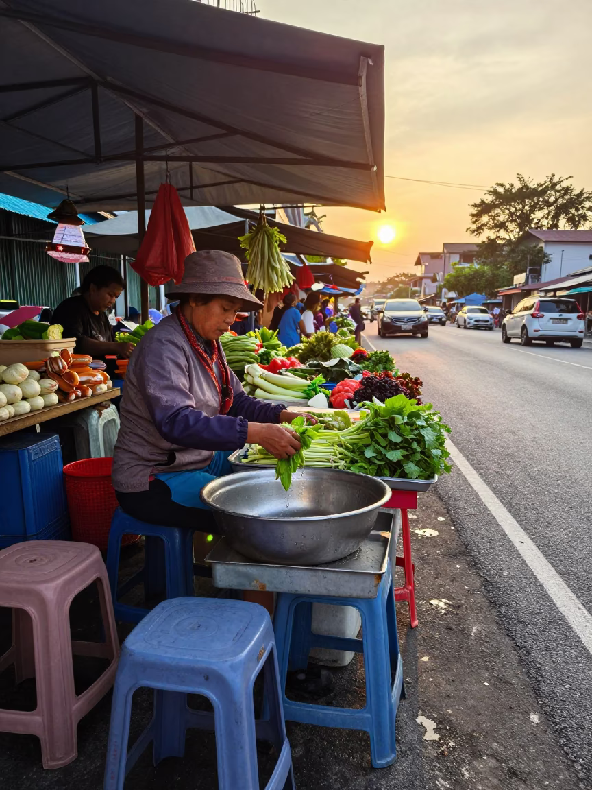 Preparing Vegetables in Kuala Lumpur in in Kuala Lumpur, Malaysia