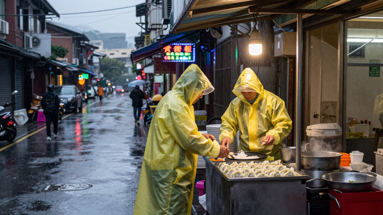 Preparing Wontons in Kaohsiung in in Kaohsiung, Taiwan
