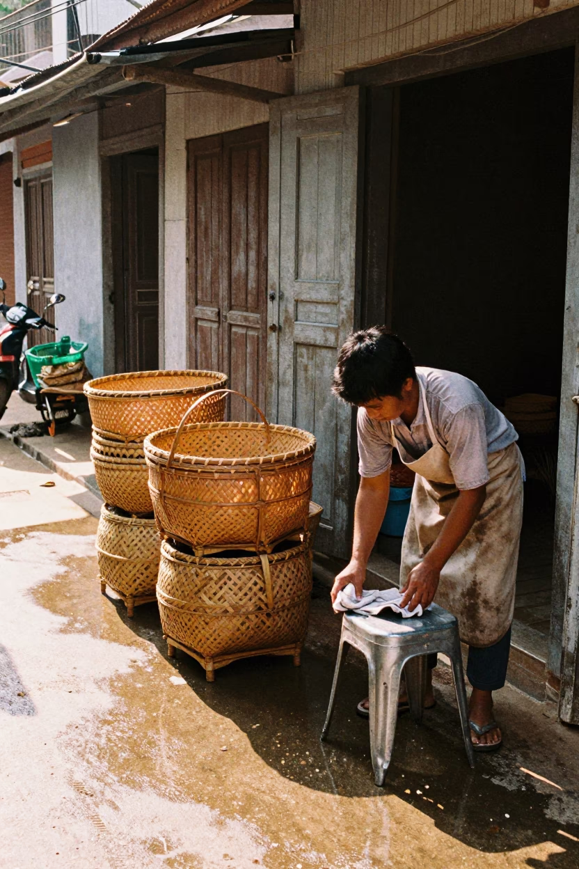 Preparing Workspace in Luang Prabang in in Luang Prabang, Laos