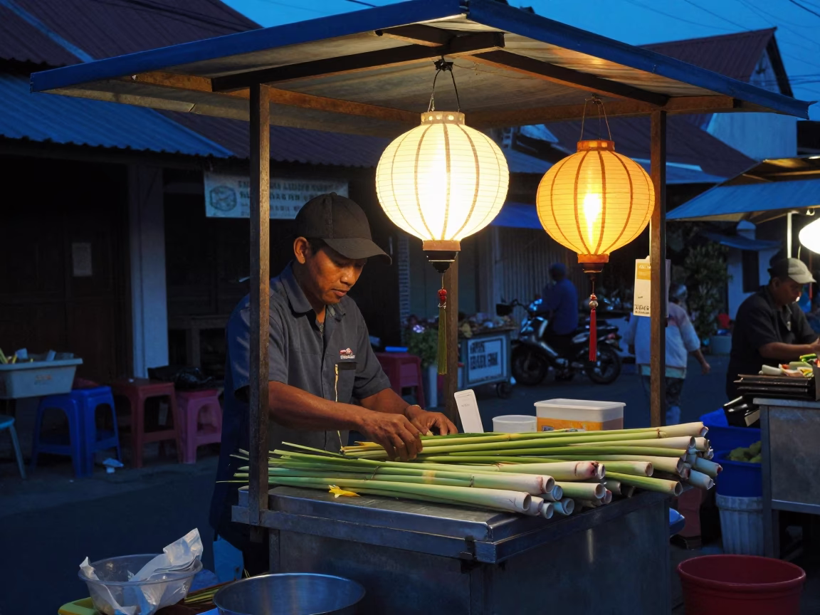 Prepping Lemongrass in Denpasar in in Denpasar, Indonesia