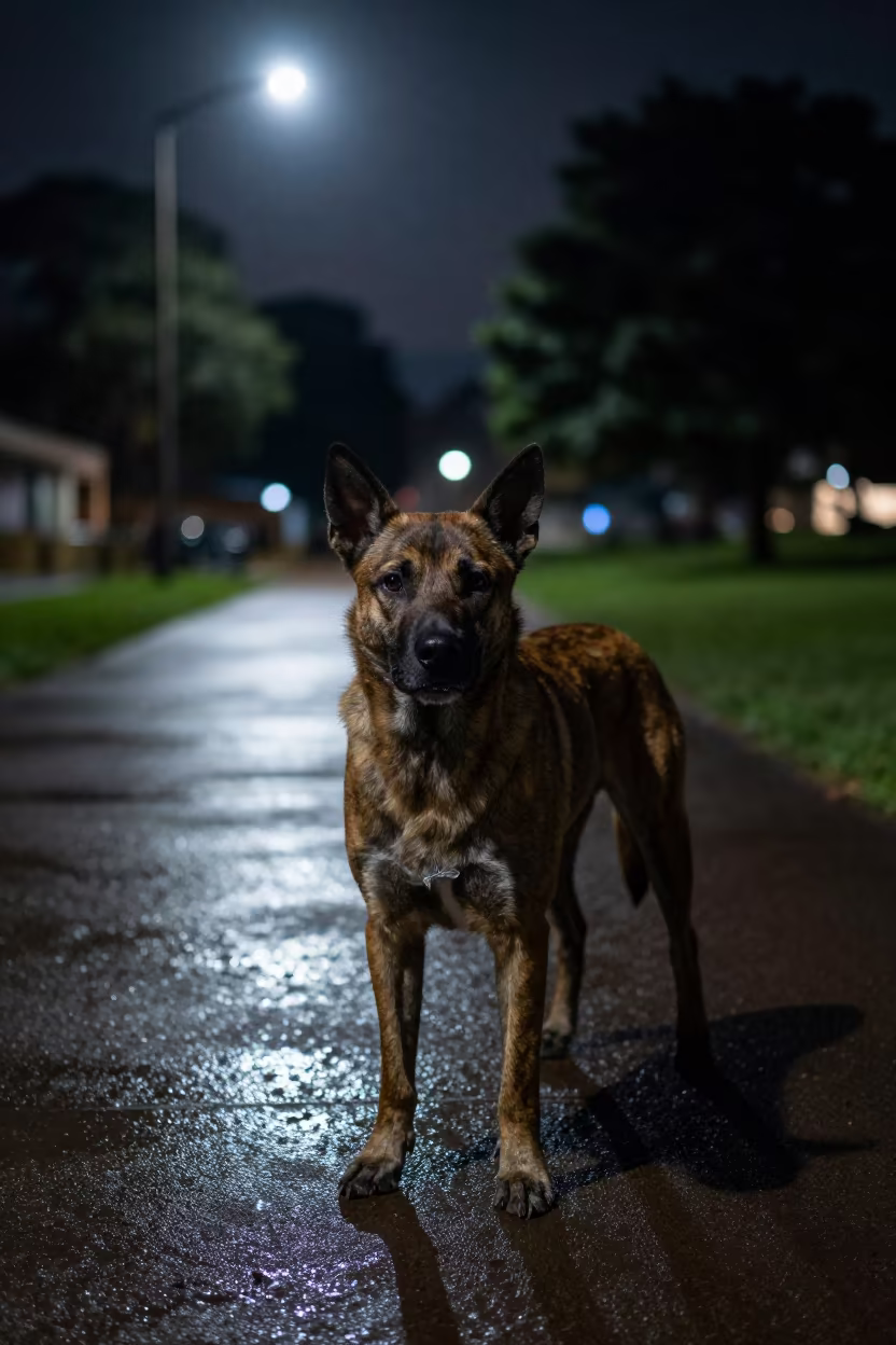 Presa Canario Moonlit Park Path Machakos in along a quiet park path with soft open shade and a clean background in Machakos