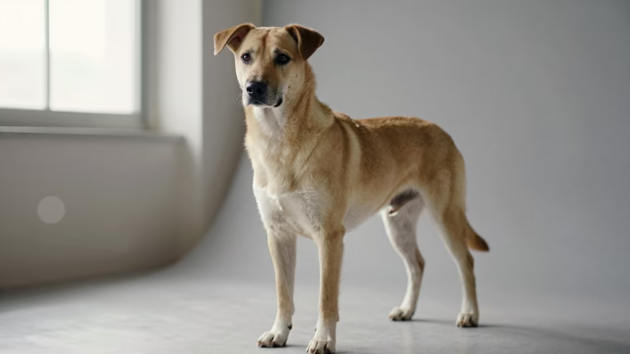 Presa Canario Portrait in Moscow Studio in in a quiet portrait studio with a plain backdrop and eye-level framing in Kitai-gorod, Moscow