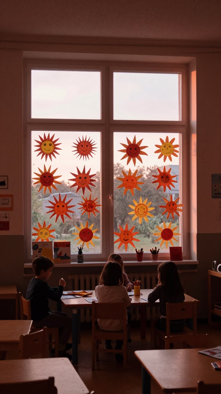 Preschool Classroom in Berlin at Copper-toned Light Before Dusk in in Berlin, Germany