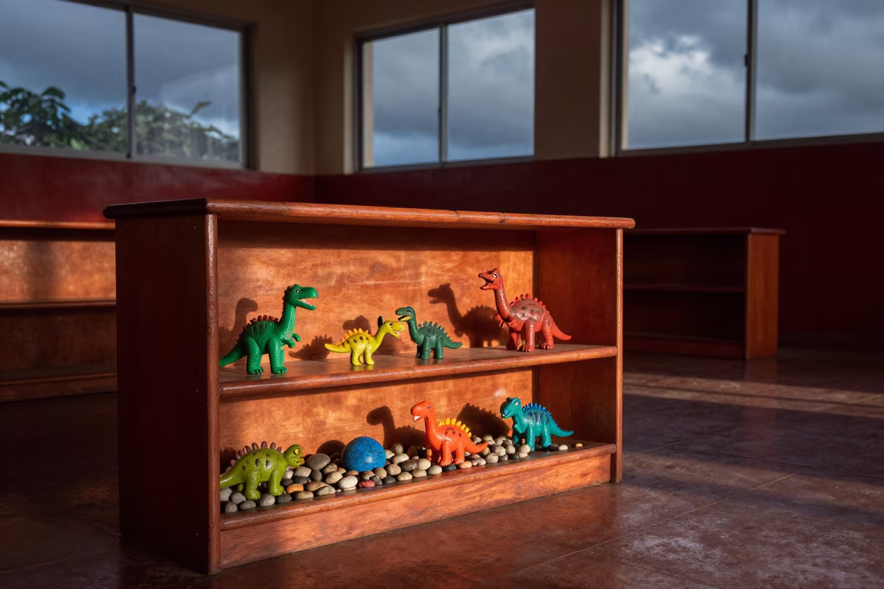 Preschool Puzzle Shelf Dinosaur Toys Kinshasa in in a lecture hall before the crowd arrives in Kinshasa