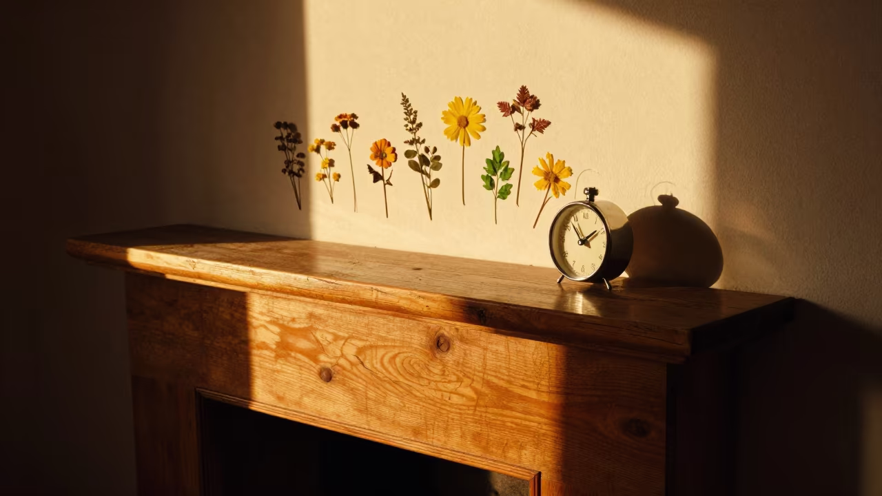 Pressed Flowers Clock on Ahvaz Nook in on a reading nook cushion in Ahvaz